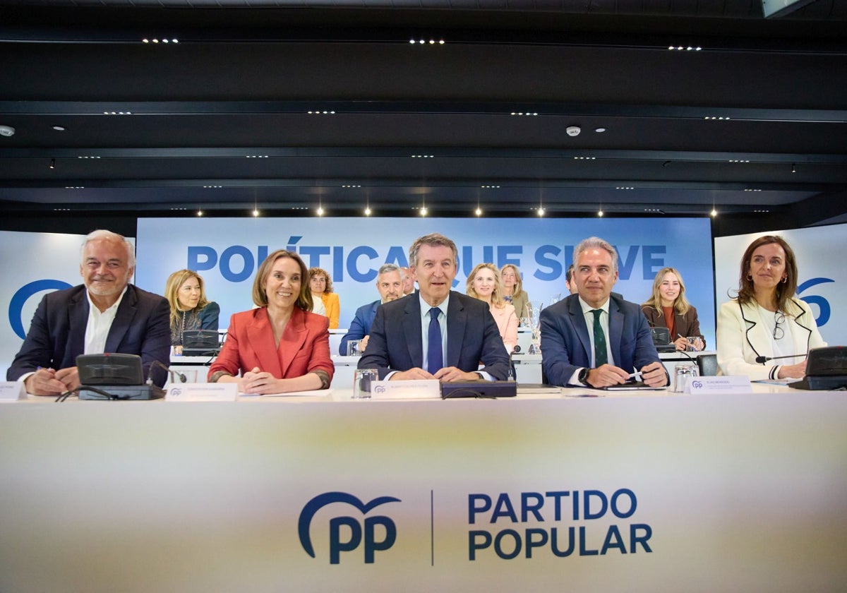 El líder del PP, Alberto Núñez Feijóo, preside el comité ejecutivo nacional del partido.