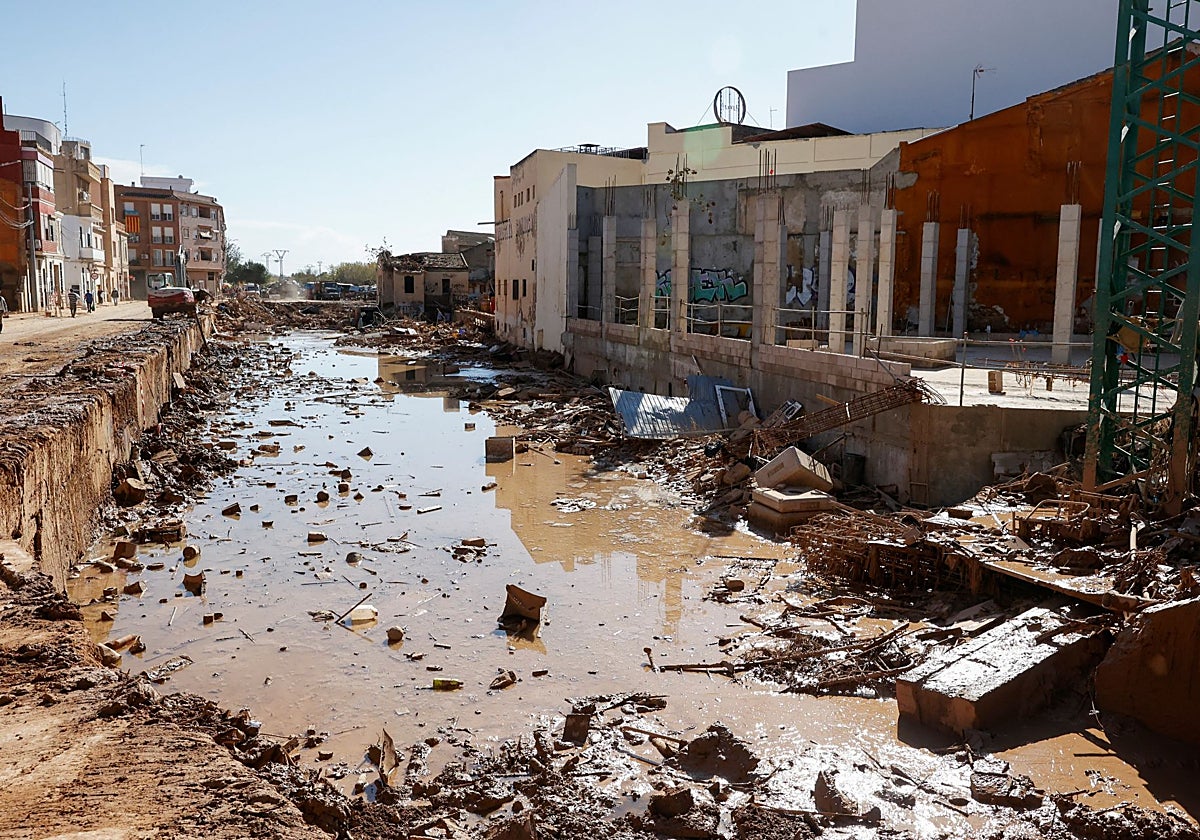 Imagen del barranco del Poyo, a su paso por Catarroja, el pasado 11 de noviembre