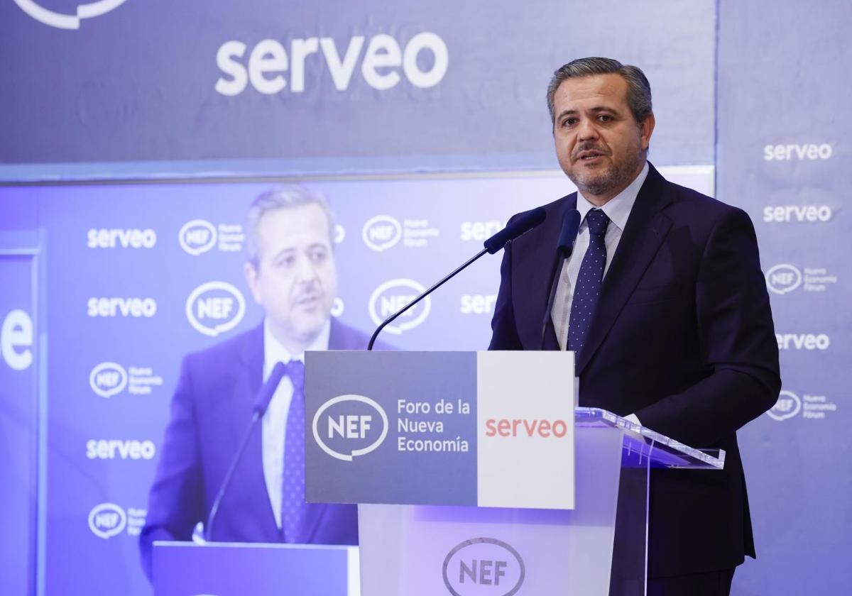 El consejero de la Comunidad de Madrid, Jorge Rodrigo, durante su intervención en el desayuno informativo