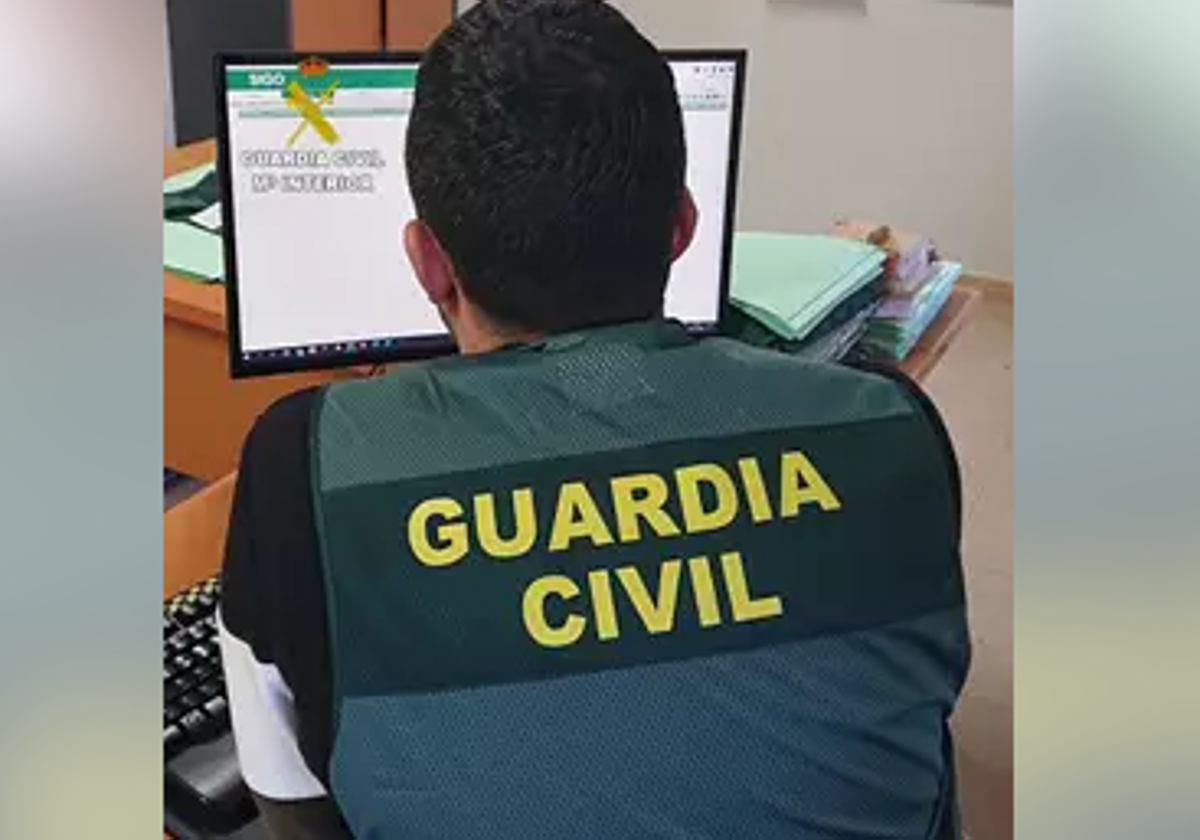Un agente de la Guardia Civil mira la pantalla de un ordenador