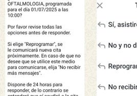 El fin de las citas vacías en la sanidad aragonesa: se activa un sistema para reprogramarlas en WhatsApp