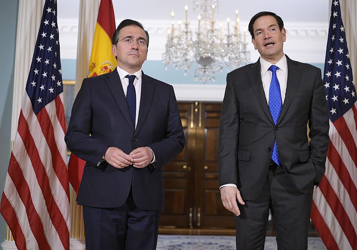 José Manuel Albares y Marco Rubio, este jueves en Washington