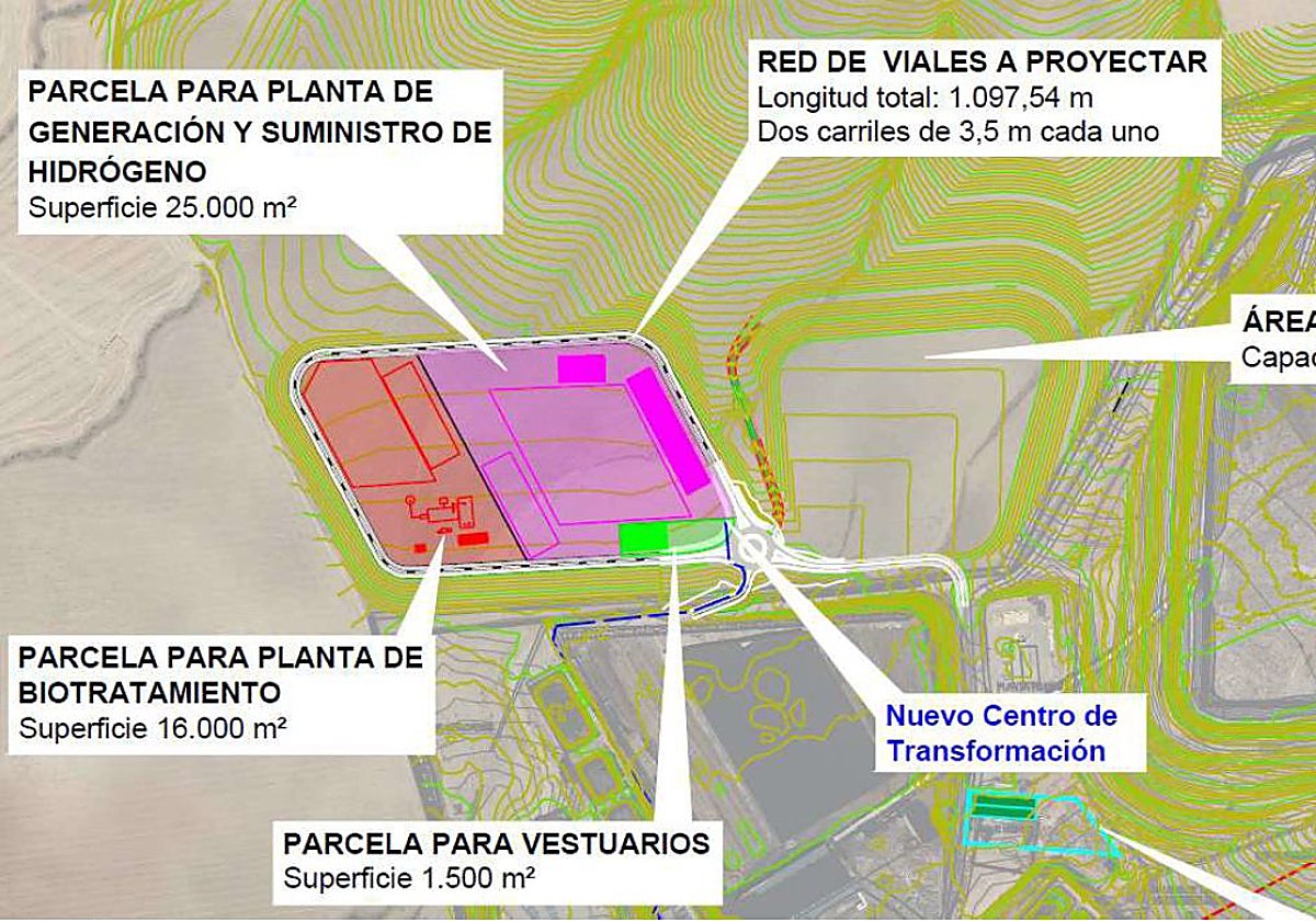 Croquis con la ubicación de la planta de biotratamiento, con una superficie de 16.000 metros cuadrados