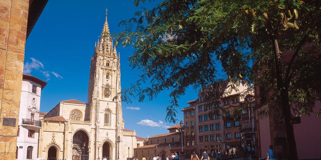 Un fémur humano cae desde un balcón a la Plaza de la Catedral de Oviedo