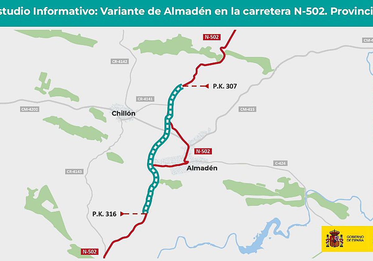 Mapa de situación de la variante de Almadén