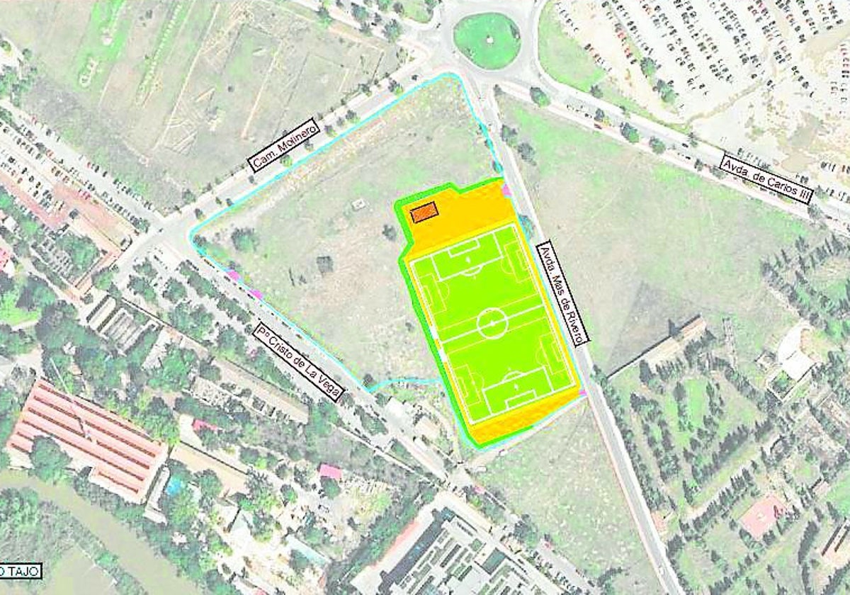 La superficie del proyecto ocupa 11.698, de los cuales 7.810 corresponde al terreno de juego