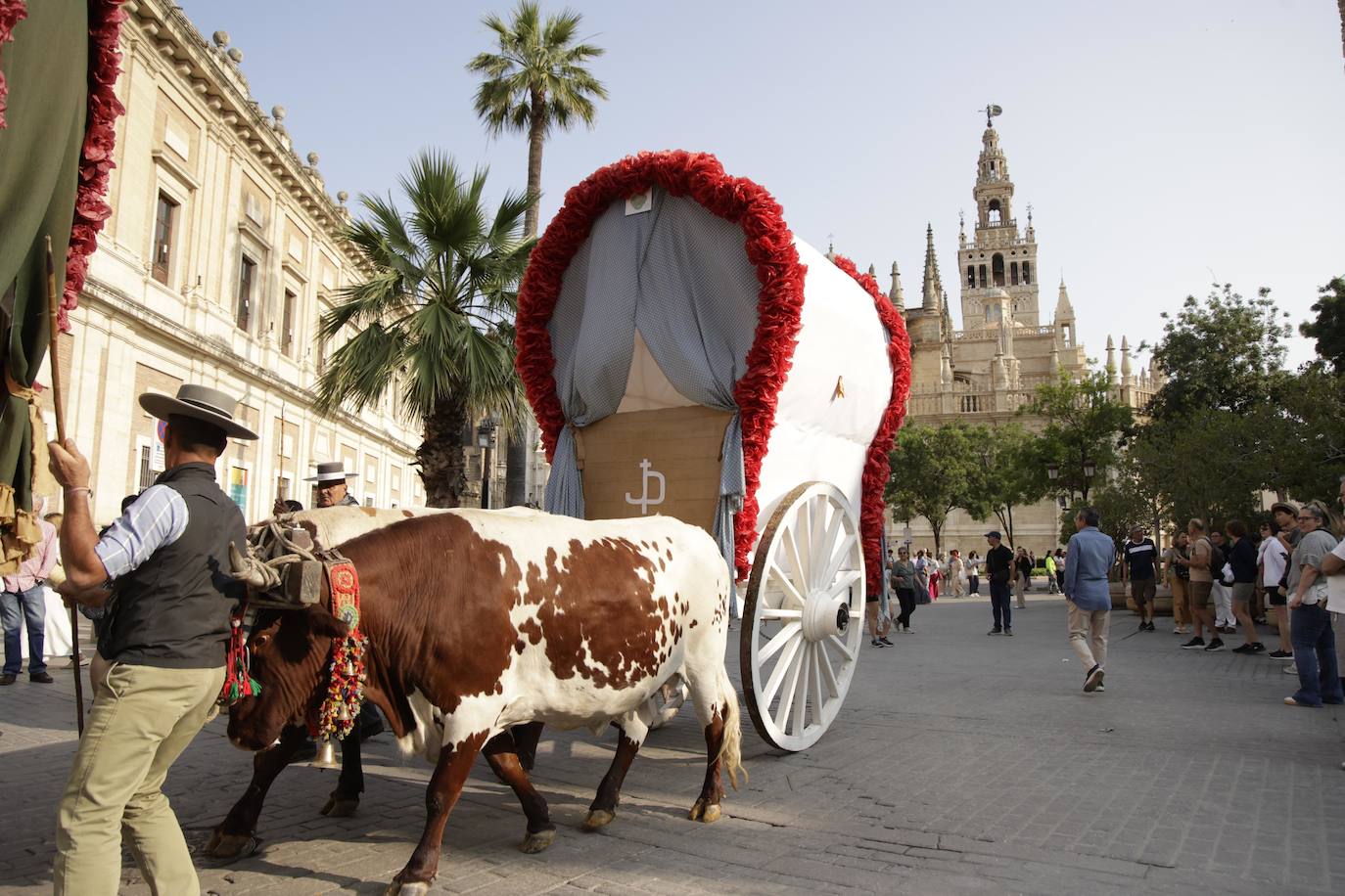 Salida de la Hermandad del Rocío de Sevilla en su peregrinación a la Aldea del Rocío