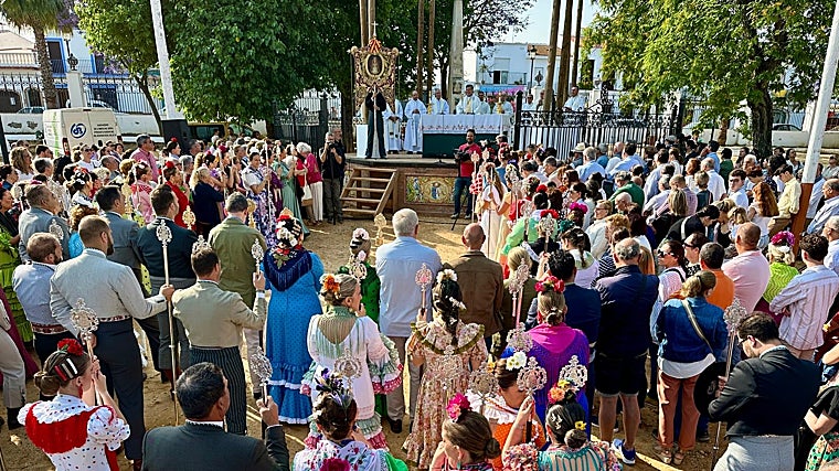 Misa de romeros en Almonte