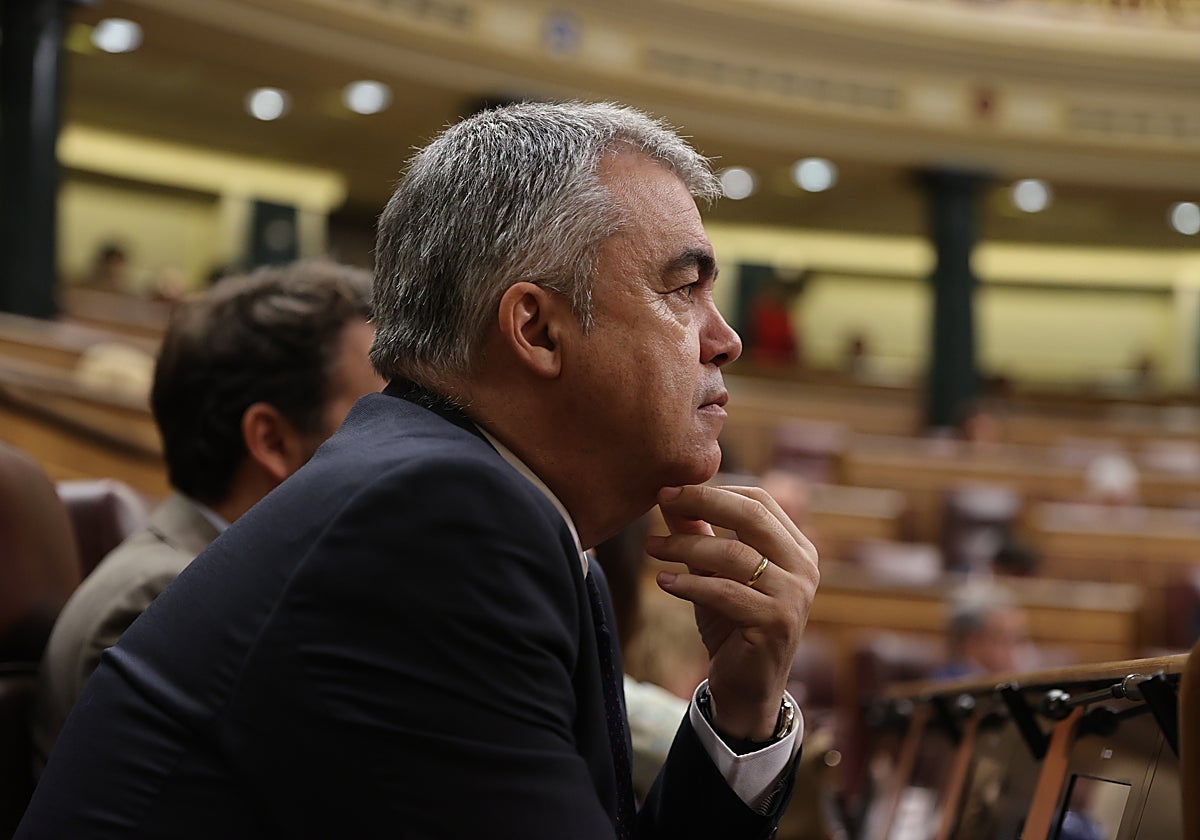 Santos Cerdán, este jueves en su escaño del Congreso