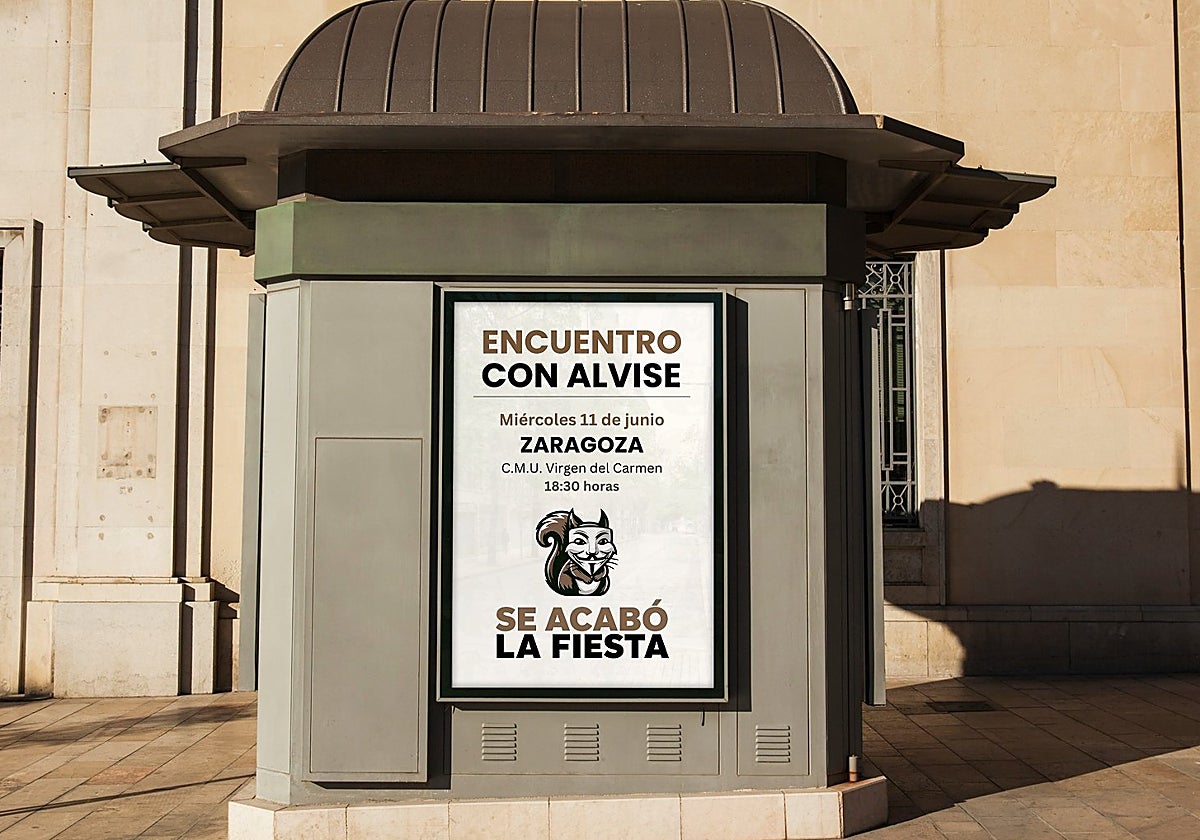 Cartel anunciando el acto en Zaragoza del dirigente de SALF
