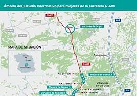 Transportes aprueba el proyecto de trazado de la variante de Fuente el Fresno en la N-401 que une Ciudad Real y Toledo