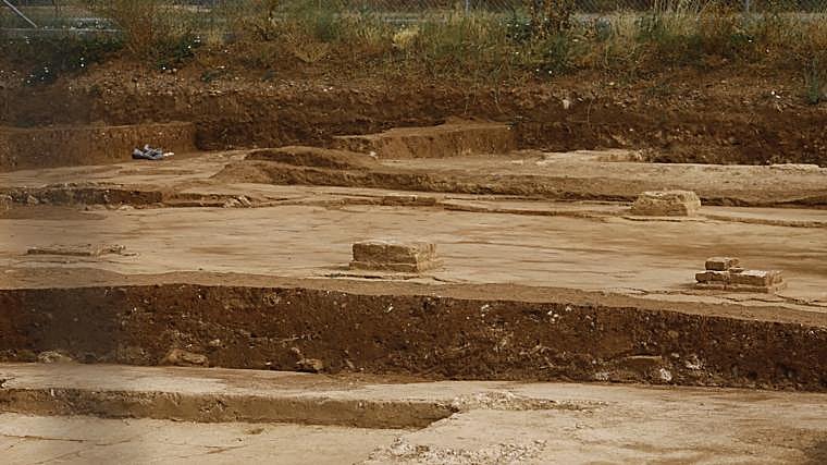 Detalle de los restos descubiertos en la huella de la Ronda Norte