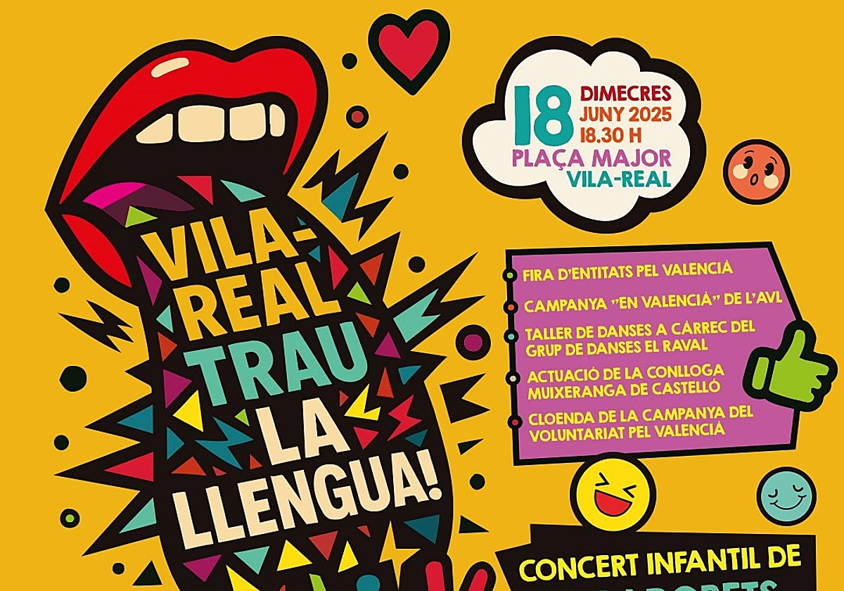 Cartel anunciador de actividades de promoción del valenciano difundida por el Ayuntamiento de Vila-real (Castellón)