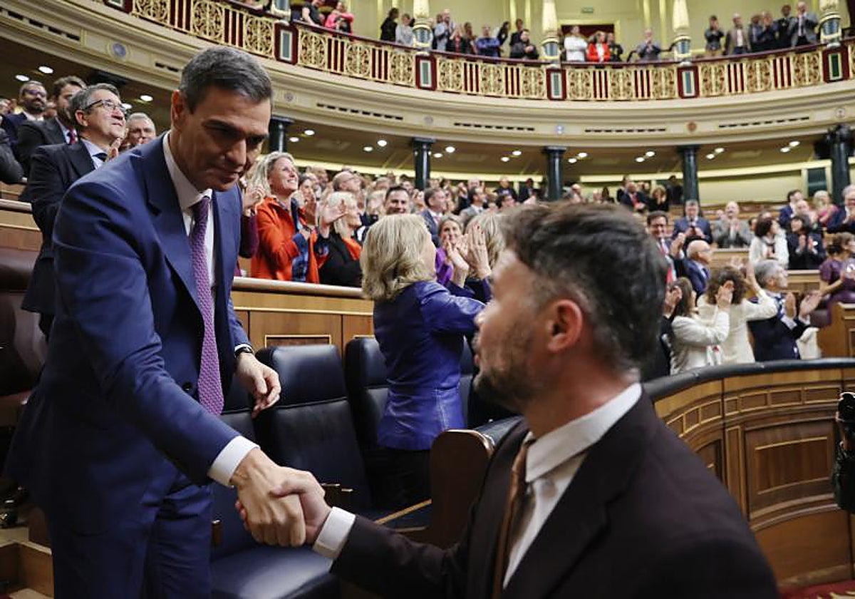 Sánchez y Rufián, durante una sesión en el Congreso