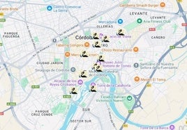Imagen del mapa con las localizaciones de los conciertos de la Noche Blanca del Flamenco 2025