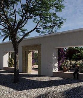 Imagen secundaria 2 - Una de las pasarelas interiores del parque. Abajo, cúpula central junto a cuatro estanques. Nuevo acceso tras la demolición del muro de la calle Tomás Conde y adoquinado similar al del perímetro de la Mezquita-Catedral, para fomentar su integración.