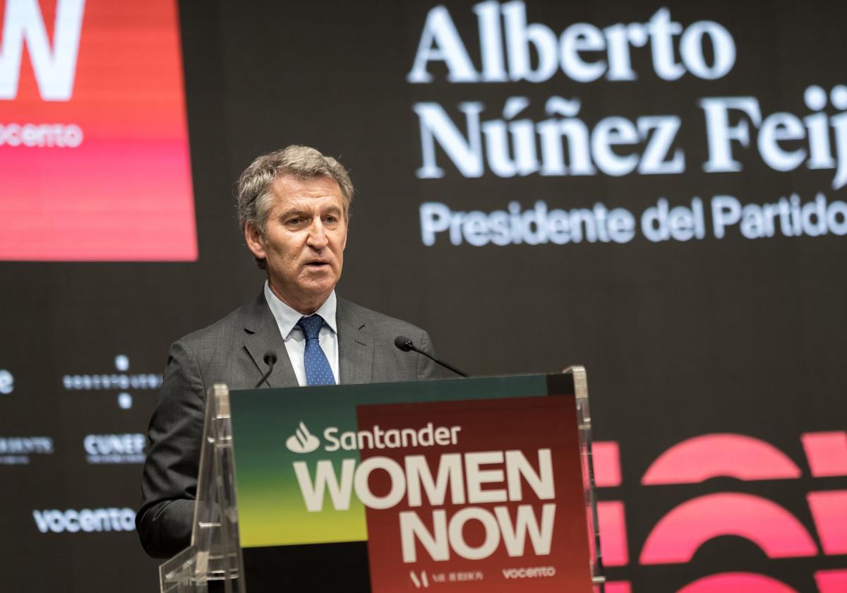 Alberto Núñez Feijóo, durante su intervención en el foro Women Now 2025
