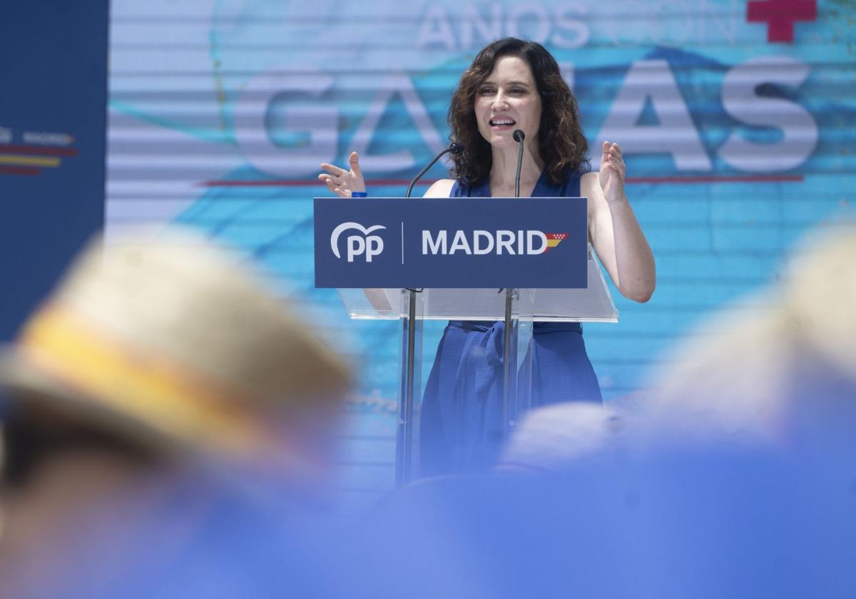 Isabel Díaz Ayuso, presidenta de la Comunidad de Madrid, durante un mitn