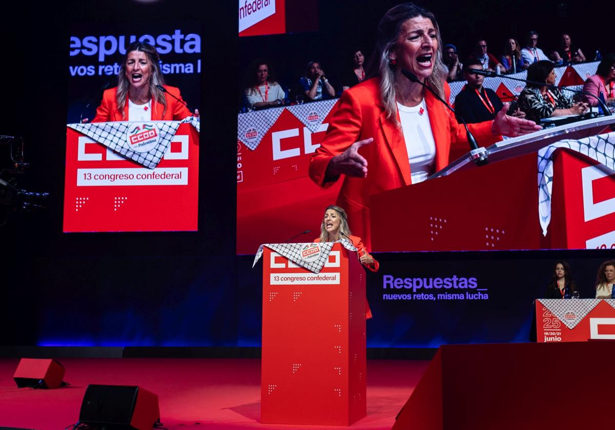 Yolanda Díaz interviene en el congreso confederal de Comisiones Obreras