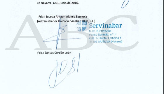 El juez ya tiene el contrato de la compra de participaciones de Servinabar firmado por Santos Cerdán