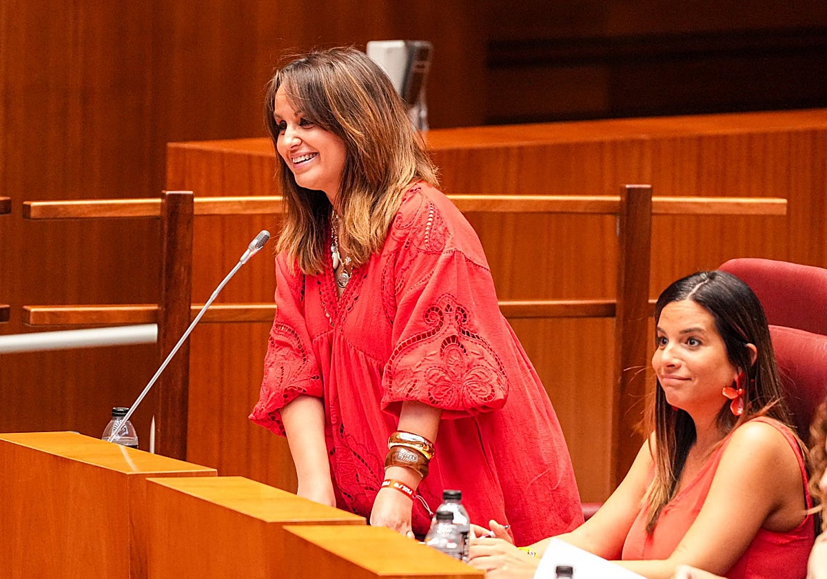 Patricia Gómez y Nuria Rubio, ayer en la bancada socialista