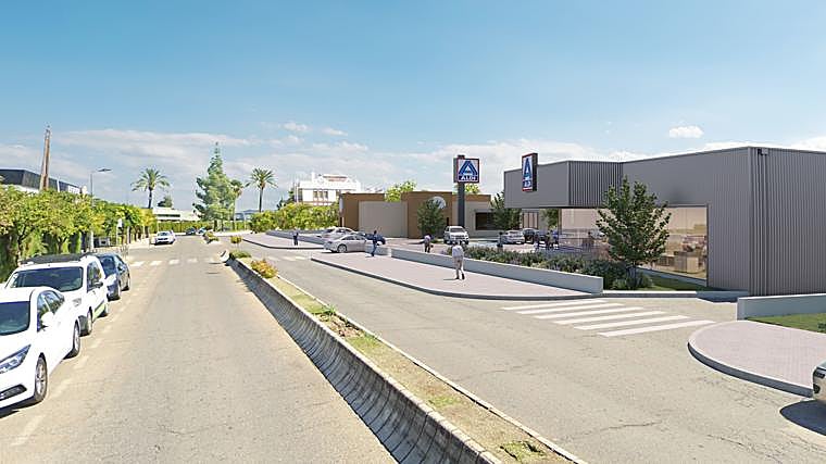 Infografía del parque comercial donde se puede ver el supermercado con el que contará Aldi