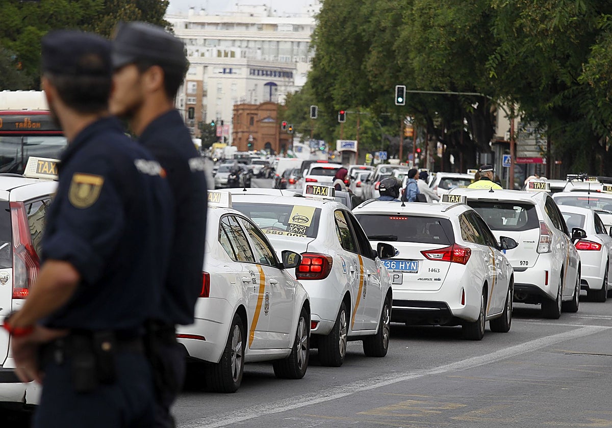 Manifestación del sector del taxi.