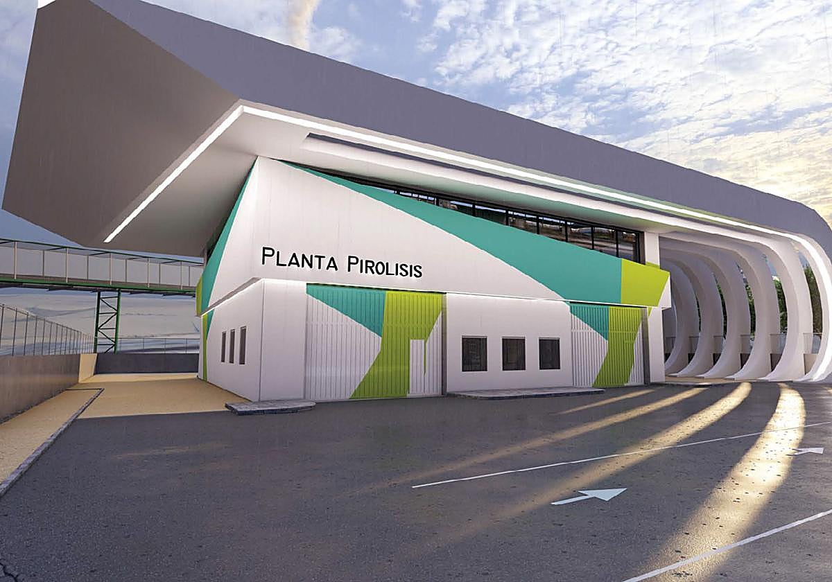 Infografía de la futura planta de pirólisis del polo verde de Sadeco
