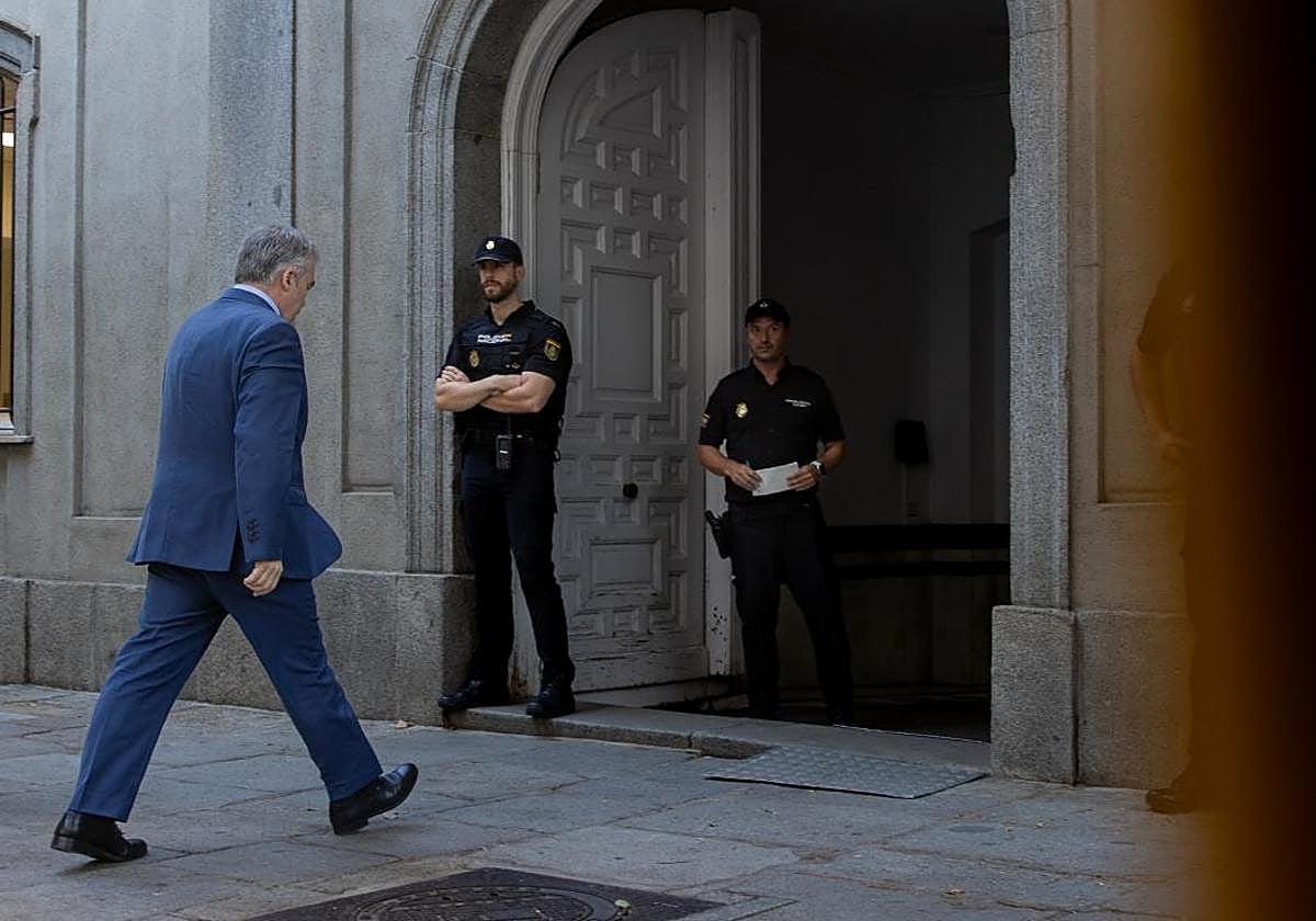 Santos Cerdán, a su llegada al Supremo para declarar