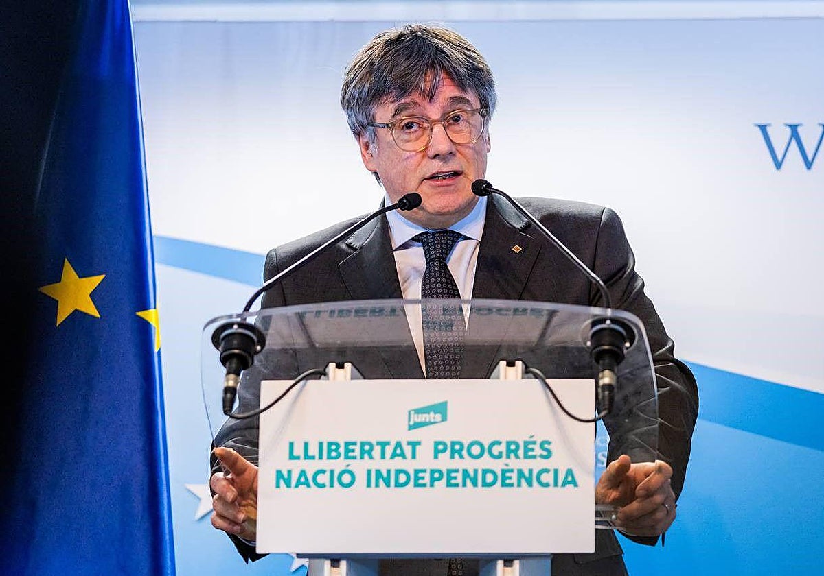Carles Puigdemont, en una comparecencia en Waterloo (Bélgica)