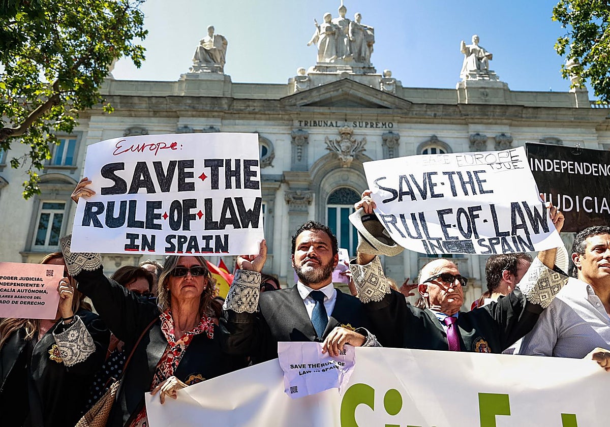 Jueces y fiscales en la manifestación del pasado 28 de junio en Madrid