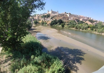 El río Tajo se quedó el martes casi sin agua en Toledo: en solo tres horas pasó de 30 a 13 metros cúbicos por segundo