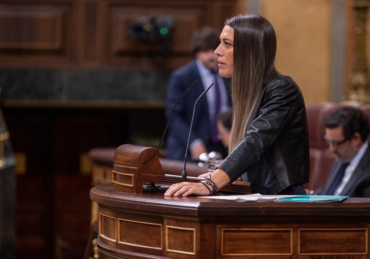 Míriam Nogueras, líder de Junts en el Congreso, durante el debate de hoy