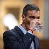 El presidente del Gobierno bebe un vaso de agua durante su comparecencia en el Congreso