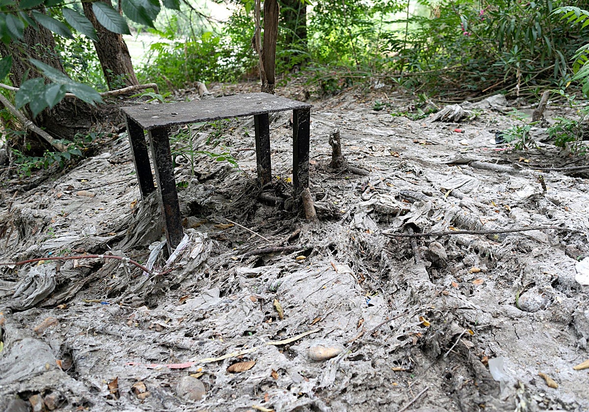 La ribera presenta esta imagen, toallitas y una mesa contaminan el río