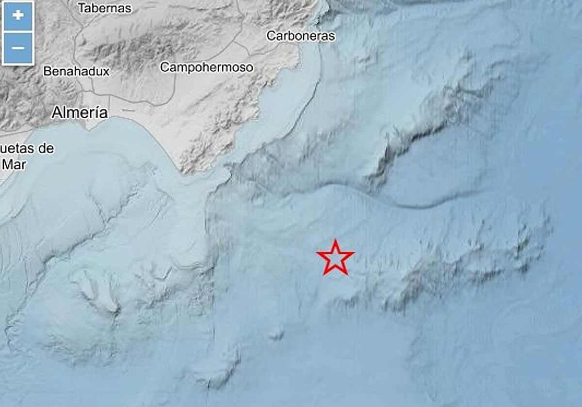 Mapa del terremoto de 5,5 registrado por el Instituto Geográfico Nacional (IGN) en la costa de Almería