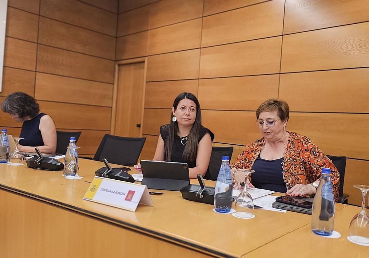 La consejera de Bienestar Social, Bárbara García Torijano (i.), y la viceconsejera, Guadalupe Martín, en la Conferencia Sectorial de Infancia y Adolescencia