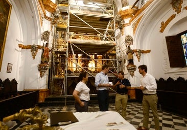 Andamiaje en el interior de la capilla del IES Góngora de Córdoba