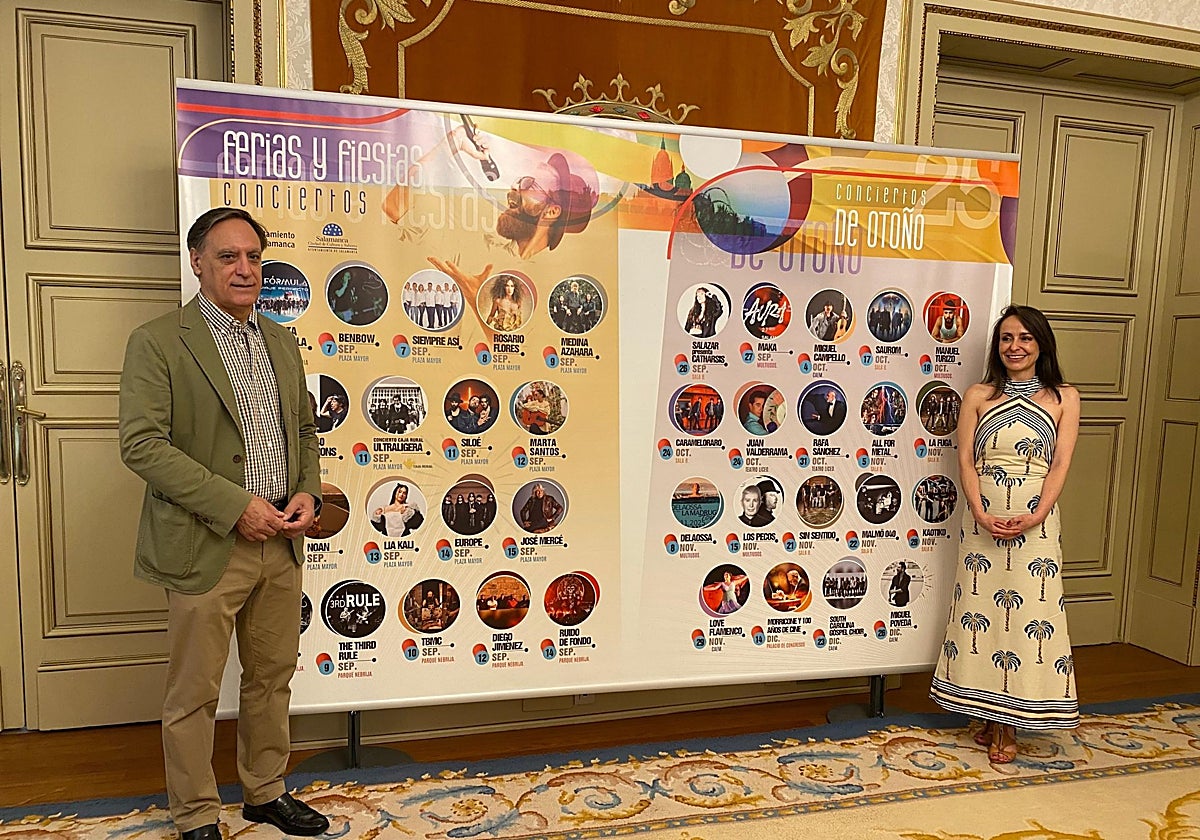 El alcalde de Salamanca, Carlos García Carbayo, junto a la concejala de Festejos, Carmen Seguín