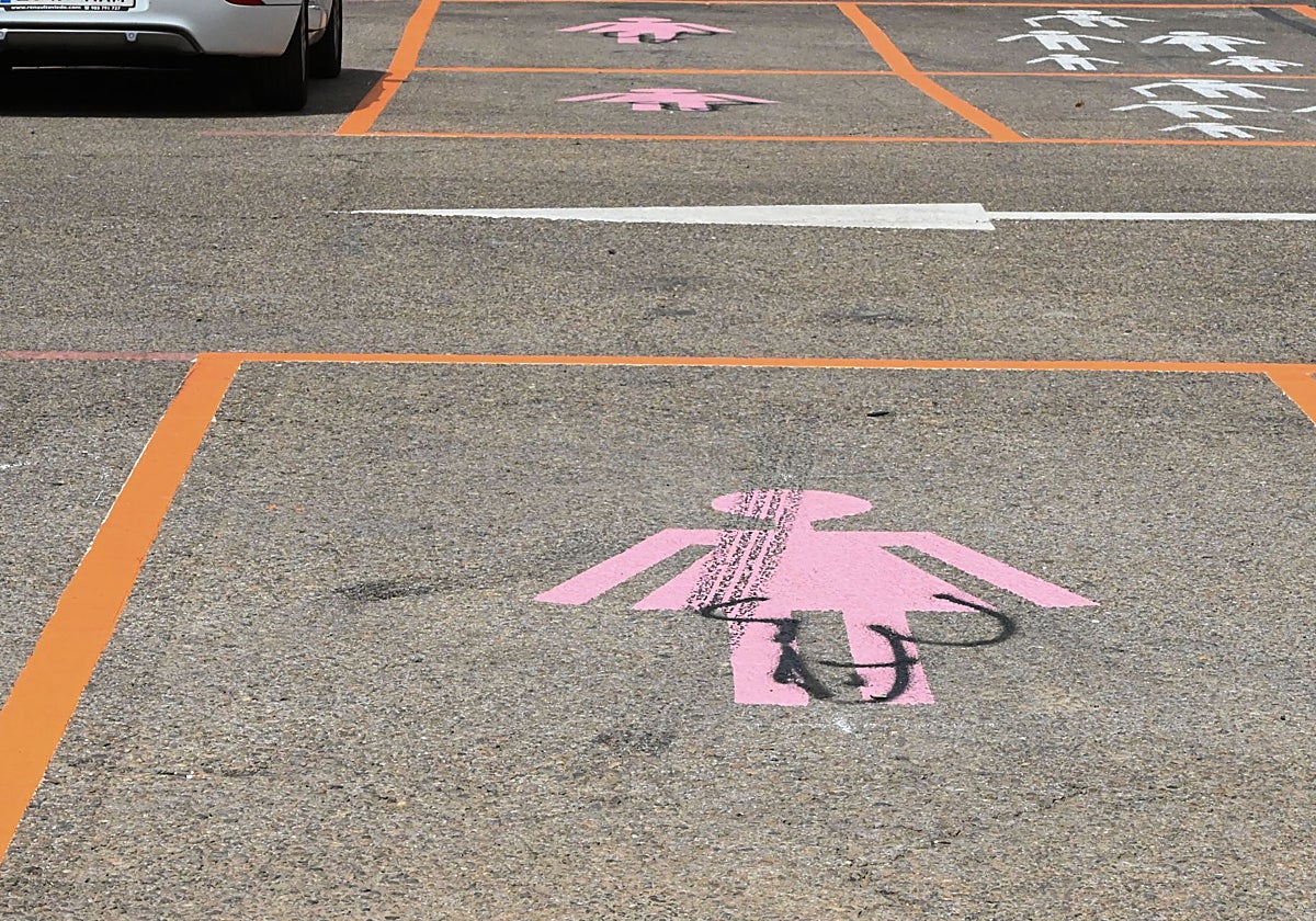 Estado en el que amanecieron las plazas de aparcamiento para mujeres en Leónj