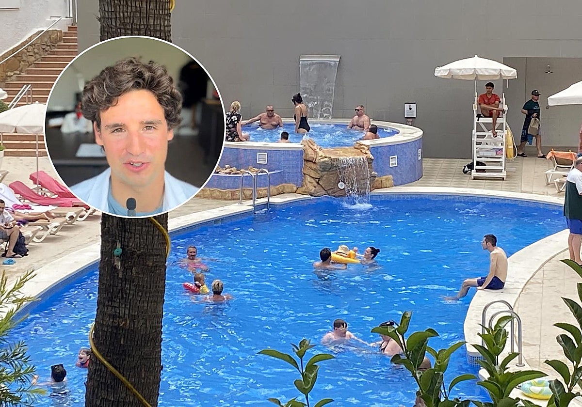Imagen reciente de una piscina en un hotel de Benidorm y el doctor Vicente Miralles