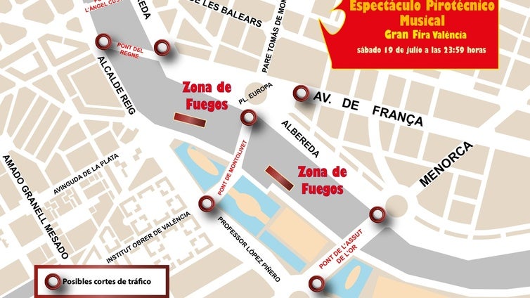 Espectáculo piromusical hoy en Valencia: horario y ubicación del castillo de fuegos artificiales