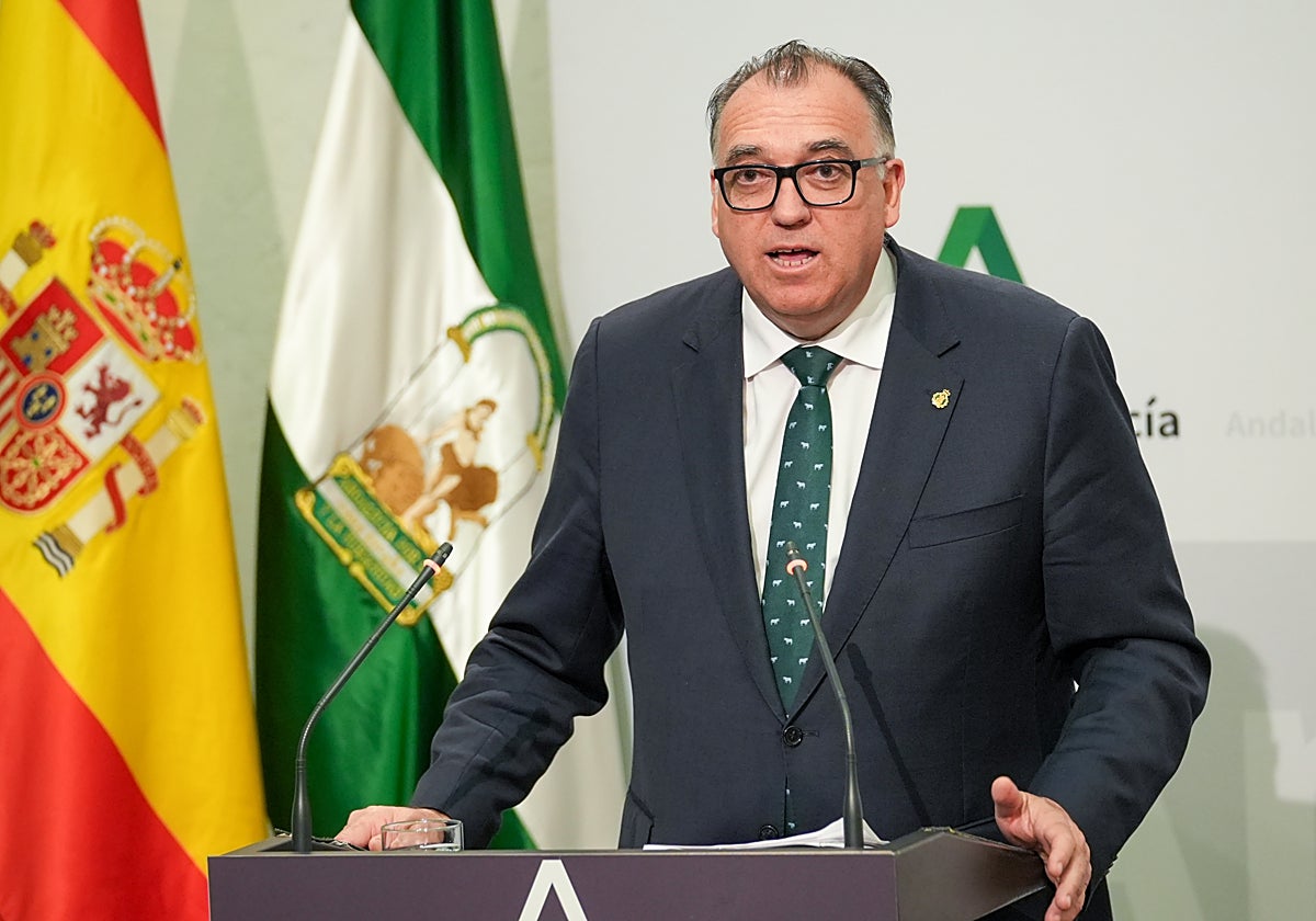 El consejero de Turismo y Andalucía Exterior, Arturo Bernal, en una comparecencia