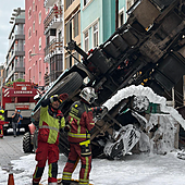 Así ha quedado un camión en un accidente insólito en Las Palmas de Gran Canaria