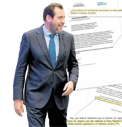 El ministro Óscar Puente oculta al Senado el número de retrasos en los trenes de Madrid a Córdoba y Sevilla
