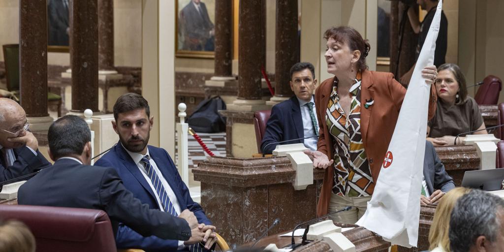 Vox se querella contra una diputada de Podemos Murcia que entregó a su presidente provincial un capirote similar a los del Ku Klux Klan