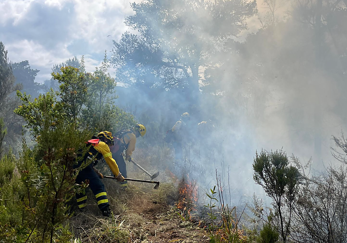 Efectivos intervienen en el incendio declarado en Guía