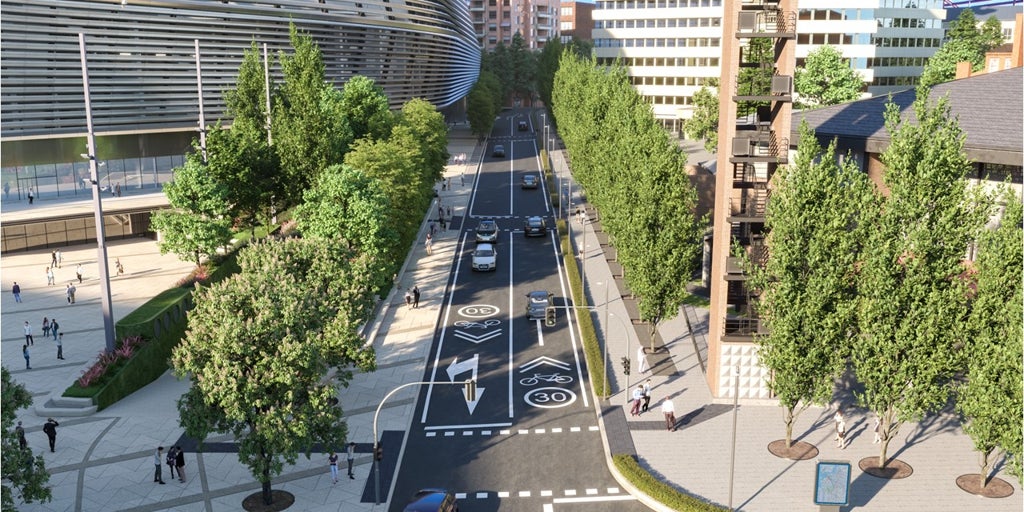 Así será la gran explanada de 20.000 metros cuadrados frente al Bernabéu
