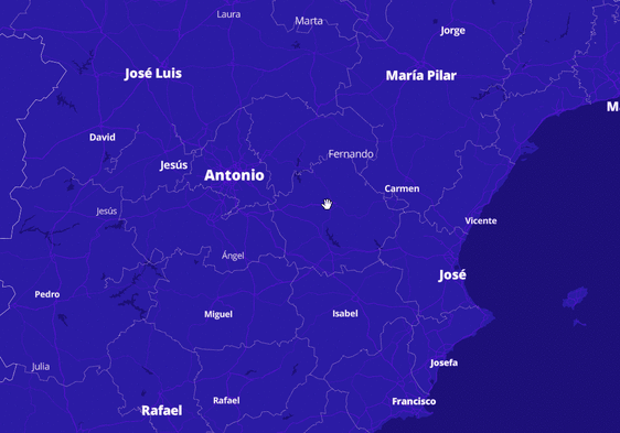 El mapa de los nombres en España, municipio a municipio