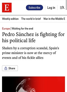 Imagen - Captura del artículo del periódico británico semanal, 'The Economist'